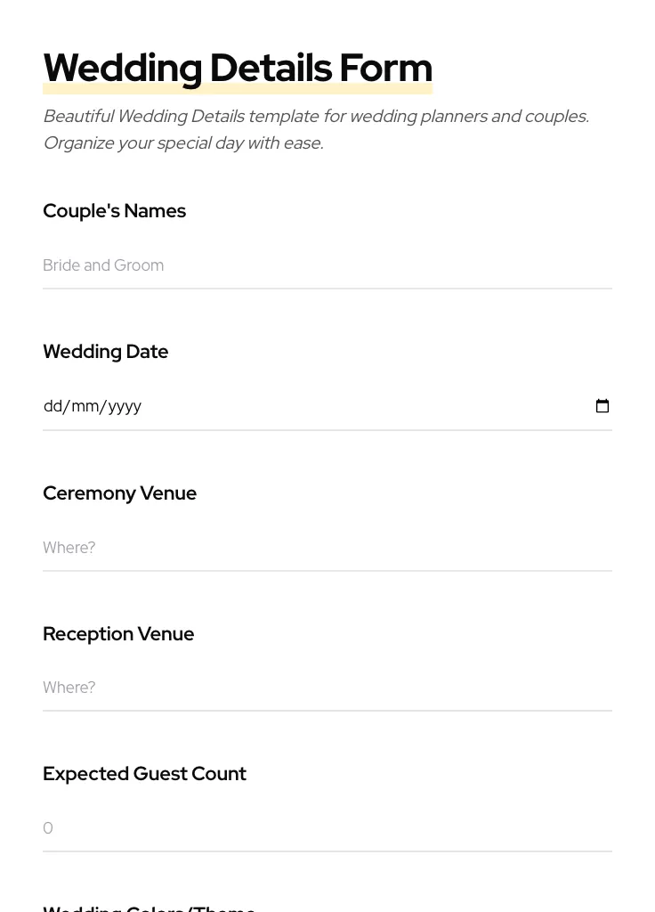 Wedding Details preview