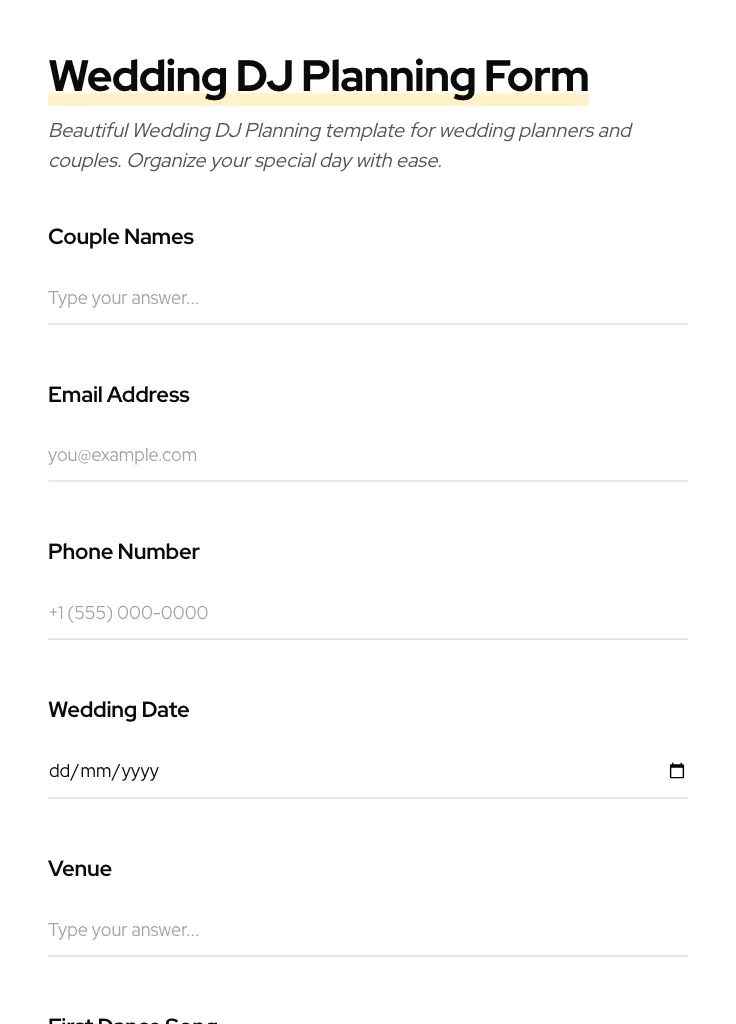 Wedding DJ Planning preview