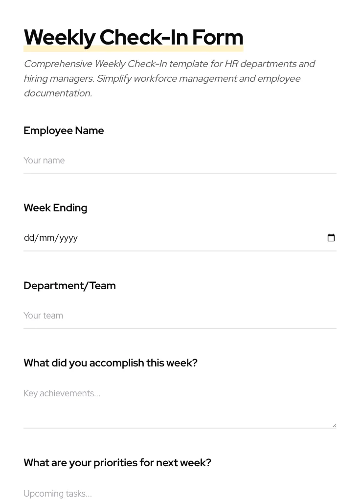 Weekly Check-In preview