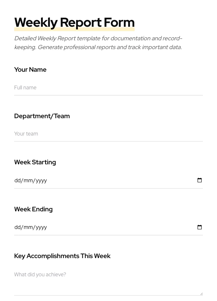 Weekly Report preview
