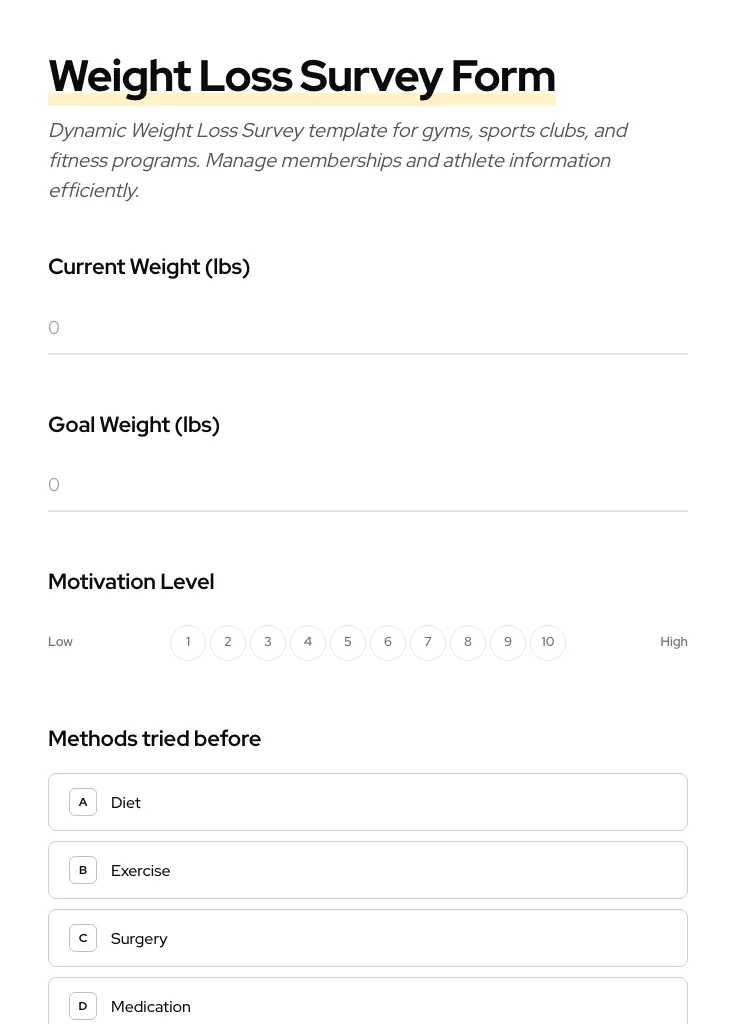 Weight Loss Survey preview