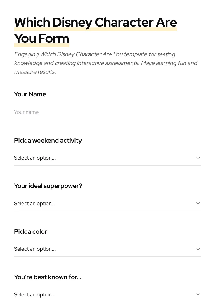 Which Disney Character Are You preview