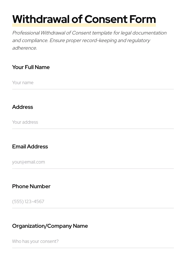 Withdrawal of Consent preview