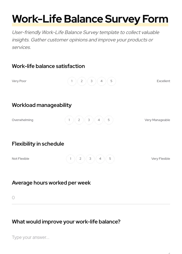 Work-Life Balance Survey preview