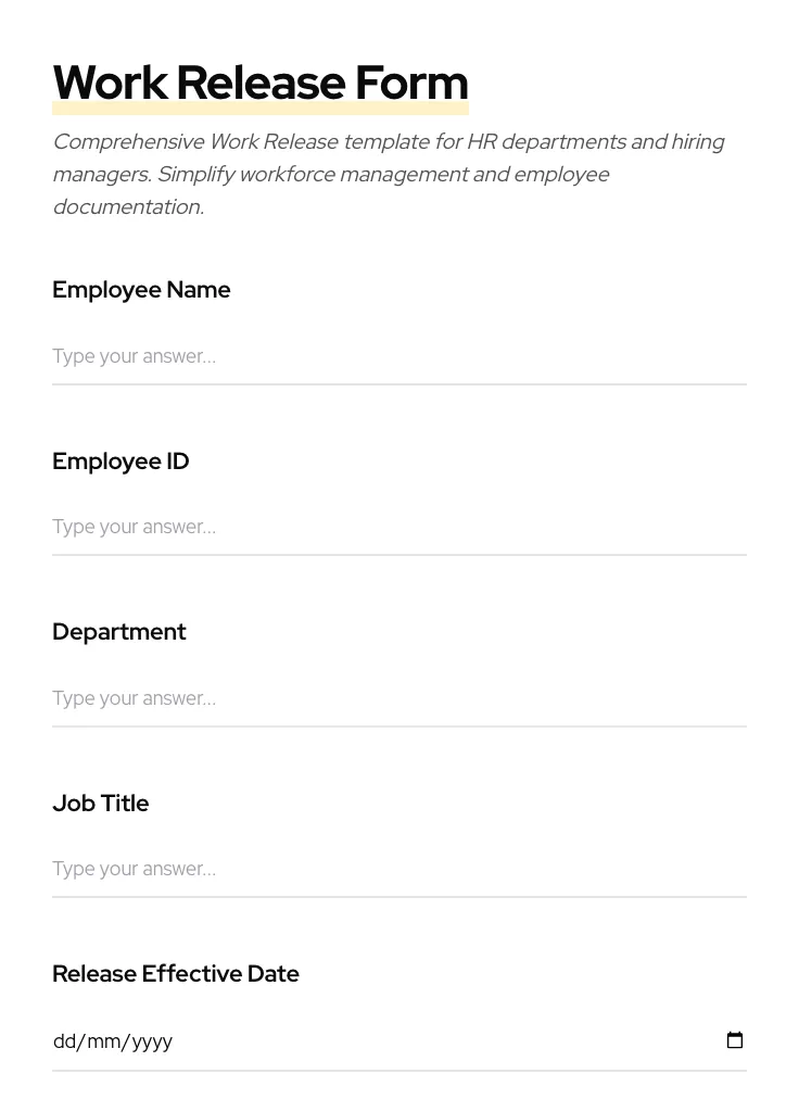 Work Release preview