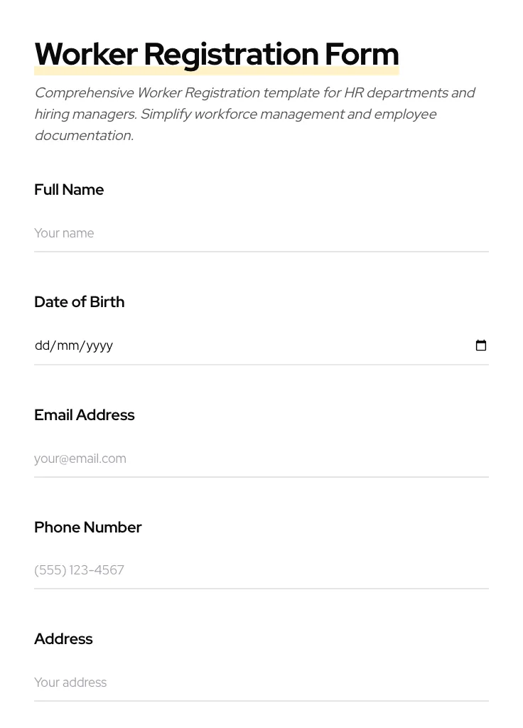 Worker Registration preview