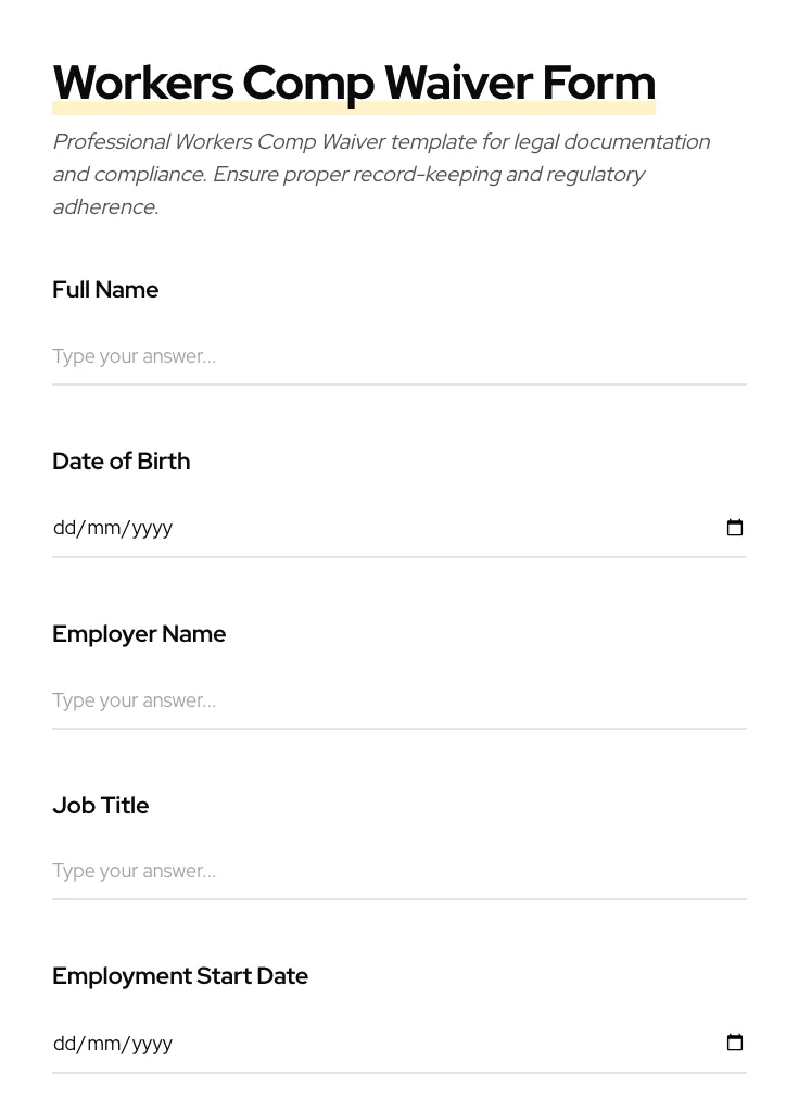 Workers Comp Waiver preview