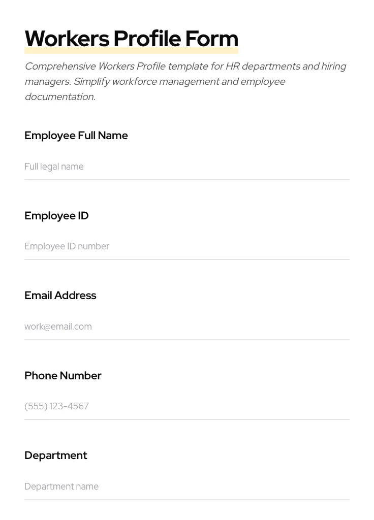 Workers Profile preview
