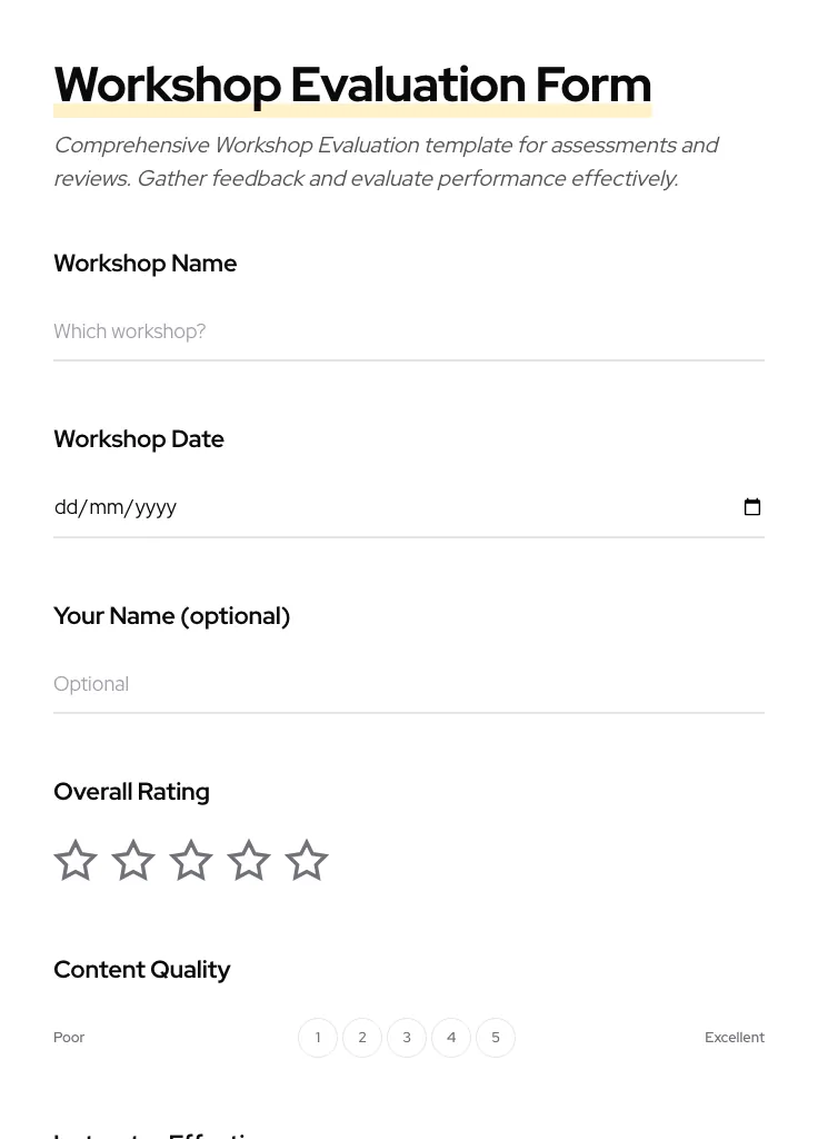 Workshop Evaluation preview