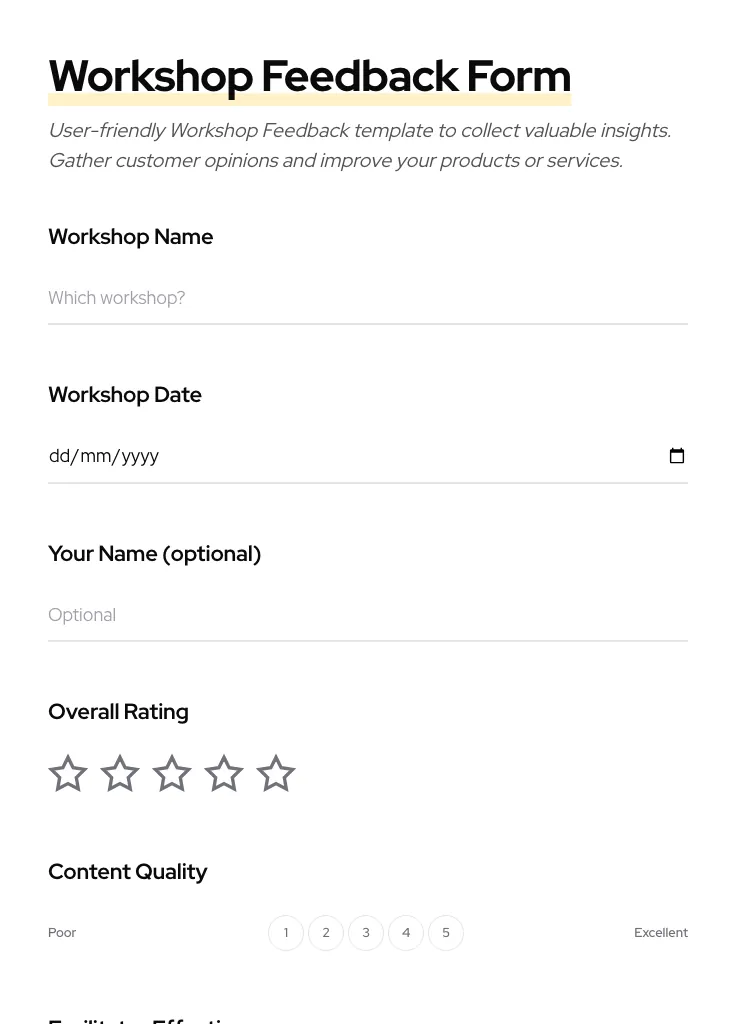 Workshop Feedback preview