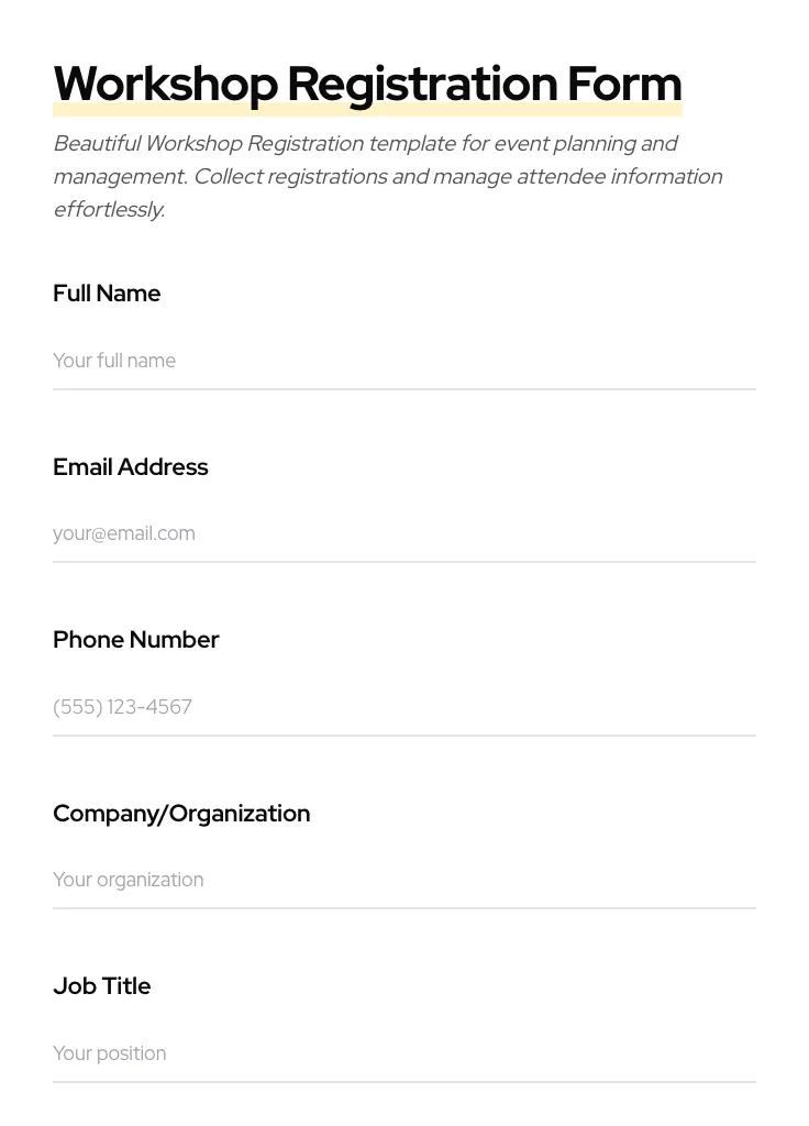 Workshop Registration preview