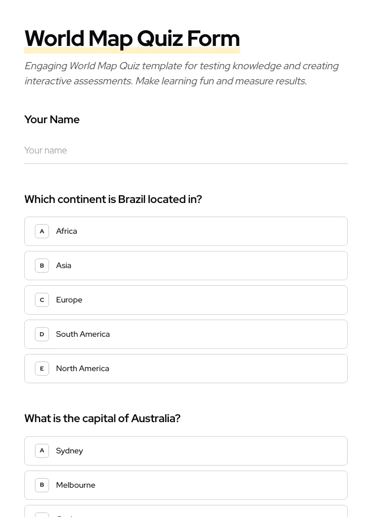 World Map Quiz preview