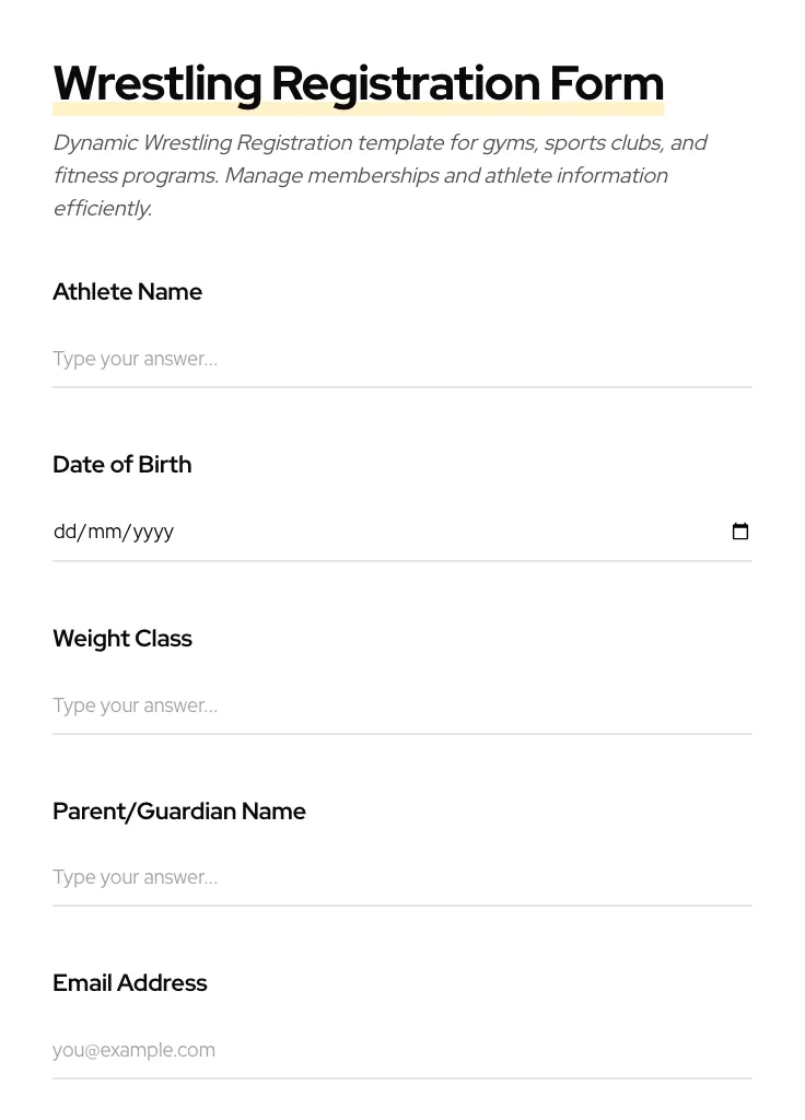 Wrestling Registration preview