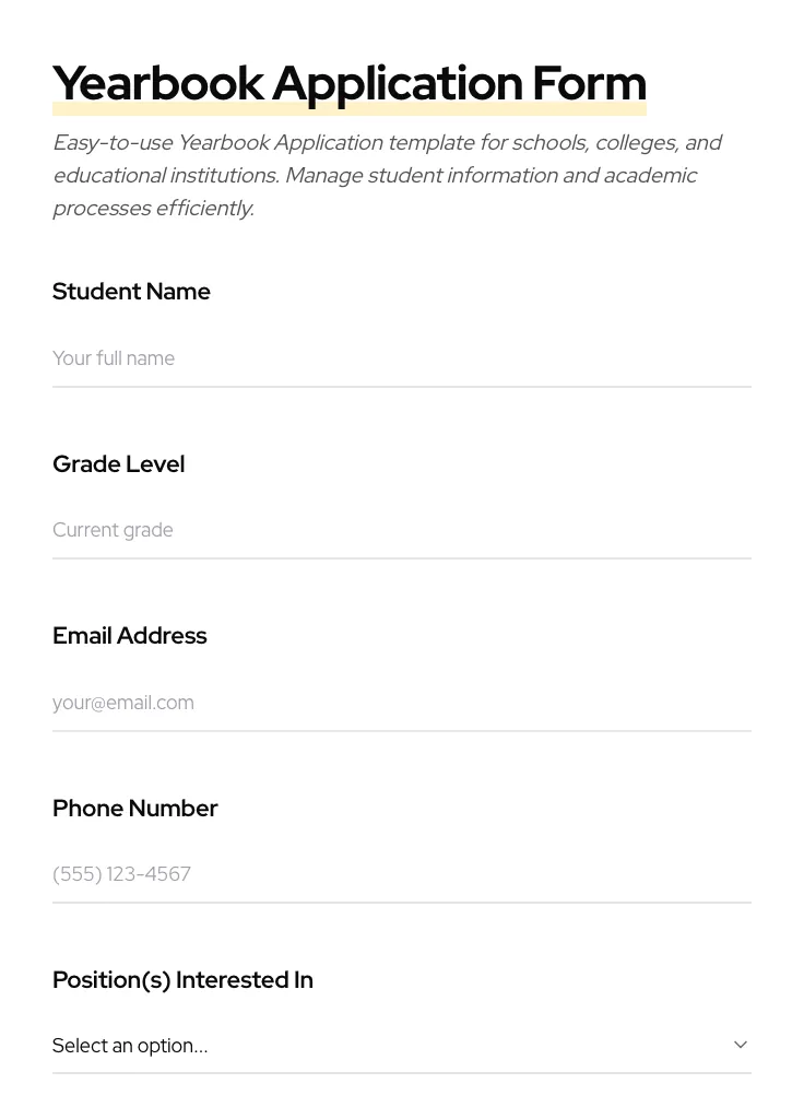 Yearbook Application preview