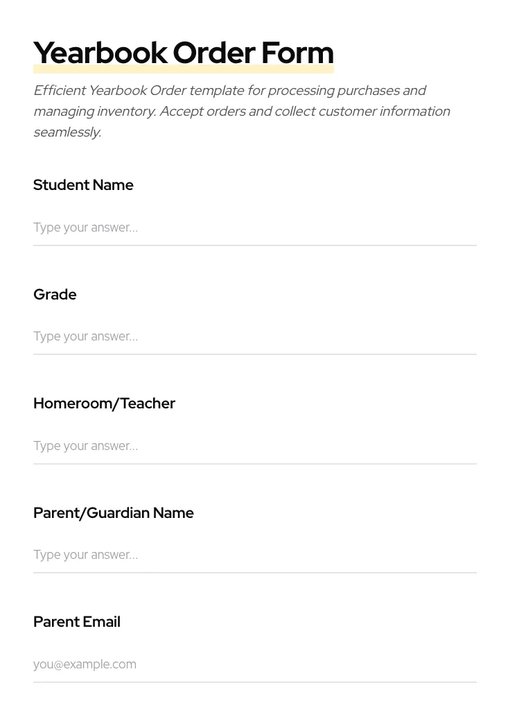 Yearbook Order preview