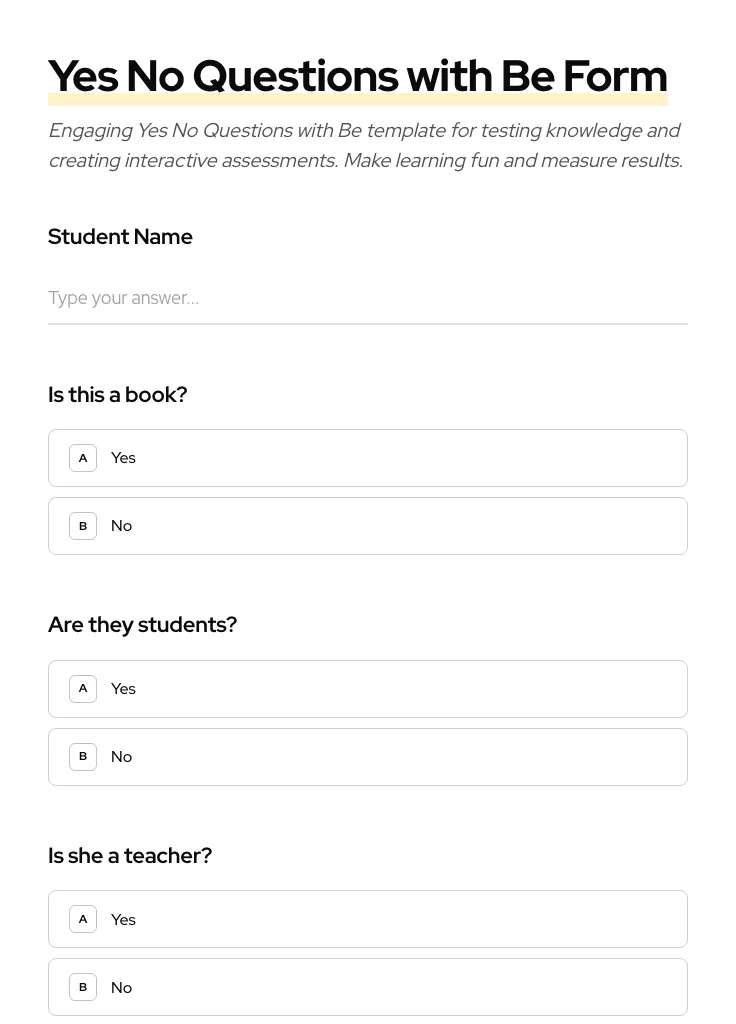 Yes No Questions with Be preview