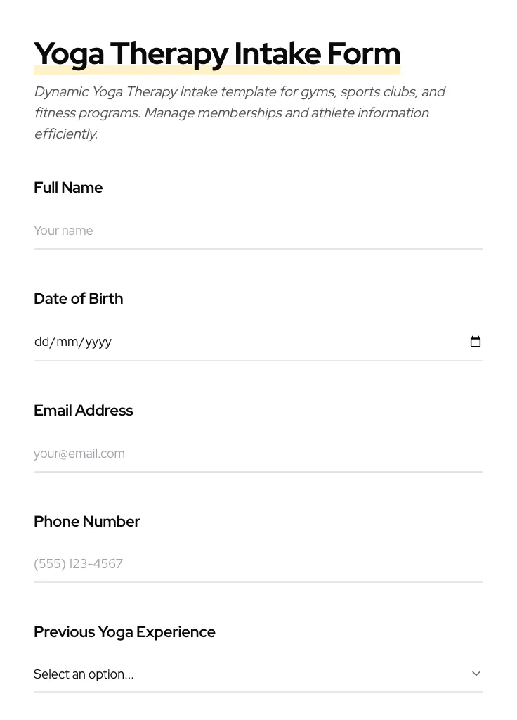 Yoga Therapy Intake preview