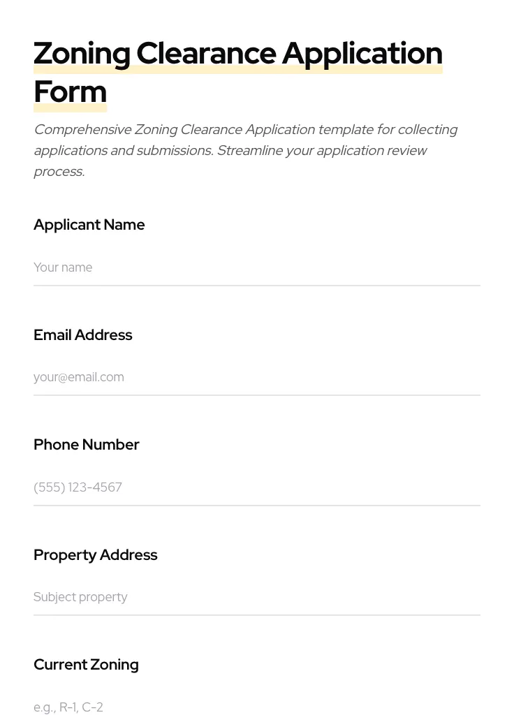 Zoning Clearance Application preview